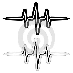 sign sticker music pulse frequency vector wave sound, abstract techno rave sticks, heartbeat cardio files, heart beat