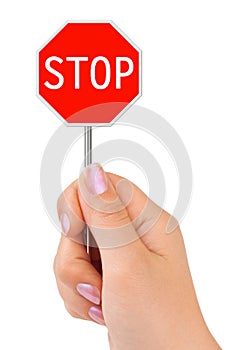 Sign Stop in hand