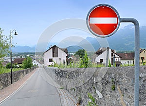 Sign stop in Vaduz, Liechtenstein