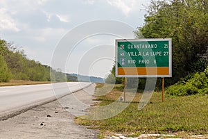 Sign on the Street at Border to the Guantanamo province, Cuba