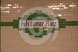 Sign in the subway station of Potsdamer Platz in Berlin