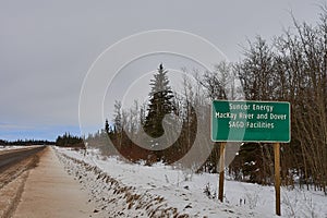 Sign for Suncor Mackay  river plant