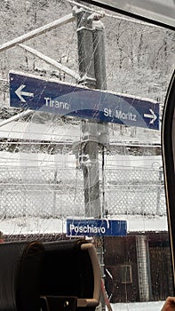 Sign in Switzerland in the snow.