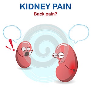 Sign and symptom of kidney disease, bad health. Back pain from a kidney stone
