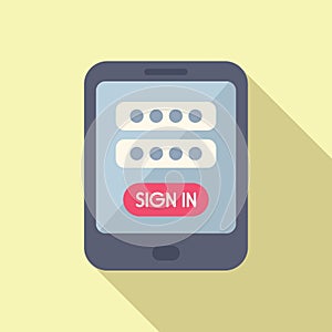 Sign in tablet device icon flat vector. New member online