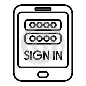 Sign in tablet device icon outline vector. New member online