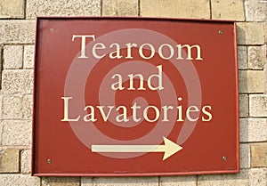 Sign. tearoom and lavatories.