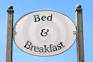 Sign with text Bed & Breakfast in blue sky