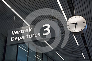 Sign to departures terminal at airport