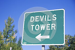 Sign to Devils Tower National Monument, Wyoming