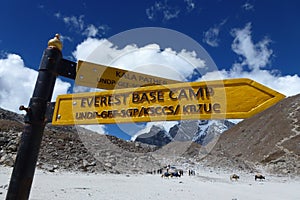 Sign to EBC, Gorak Shep, Everest Base Camp trek, Nepal