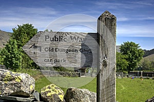 Sign to Old Dungeon Ghyll Car Park