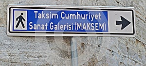 Sign to Taksim square in Istanbul photo