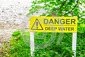 Sign to Warn People of the Danger of Deep Water