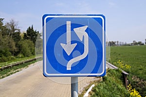 Sign traffic concept, place to pass oncoming traffic