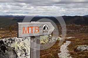 Sign about trail for mountain bikes