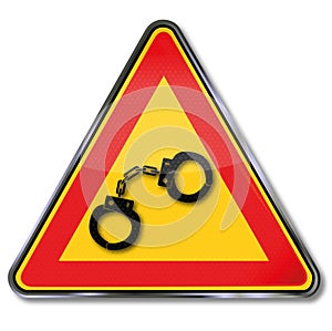 Sign with two handcuffs