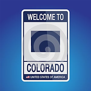 The Sign United states of America with  message, Colorado and map on Blue Background vector art image illustration