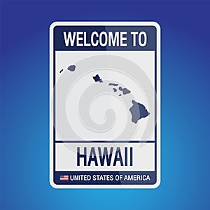 The Sign United states of America with message, Hawaii and map on Blue Background vector art image illustration