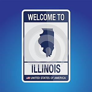 The Sign United states of America with message, Illinois and map on Blue Background vector art image illustration