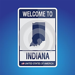 The Sign United states of America with message, Indiana and map on Blue Background vector art image illustration