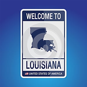 The Sign United states of America with message, Louisiana and map on Blue Background vector art image illustration