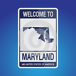 The Sign United states of America with message, Maryland and map on Blue Background vector art image illustration
