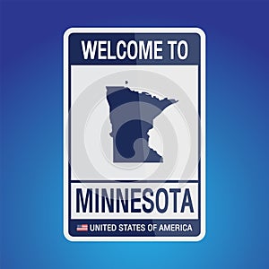 The Sign United states of America with  message, Minnesota and map on Blue Background vector art image illustration