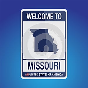 The Sign United states of America with message, Missouri and map on Blue Background vector art image illustration