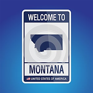 The Sign United states of America with message, Montana and map on Blue Background vector art image illustration