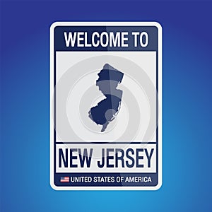 The Sign United states of America with message, New Jersey and map on Blue Background vector art image illustration