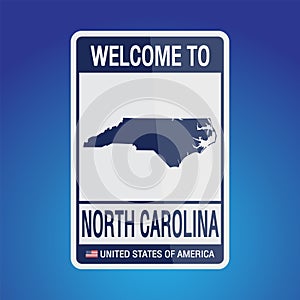 The Sign United states of America with message, North Carolina and map on Blue Background vector art image illustration