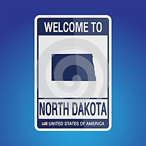 The Sign United states of America with message, North Dakota and map on Blue Background vector art image illustration