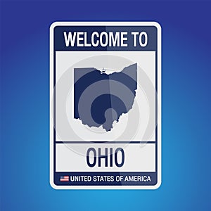 The Sign United states of America with  message, Ohio and map on Blue Background vector art image illustration