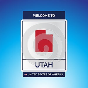 The Sign United states of America with message, Utah and map on Blue Background vector art image illustration