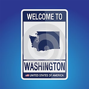 The Sign United states of America with  message, Washington and map on Blue Background vector art image illustration