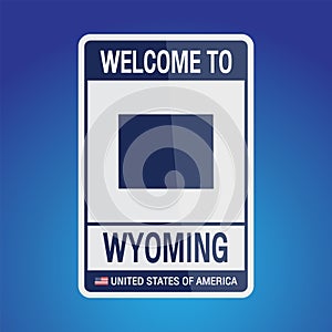 The Sign United states of America with  message, Wyoming and map on Blue Background vector art image illustration