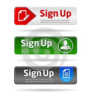 Sign up button collection