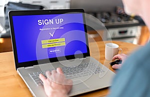 Sign up concept on a laptop