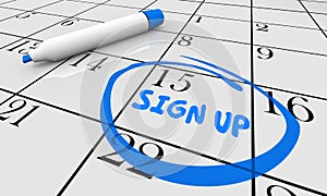 Sign Up Deadline Date Day Circled Calendar