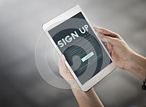 Sign Up Form Button Graphic Concept
