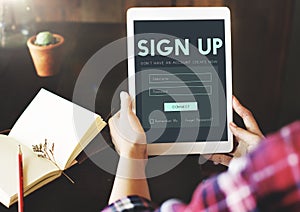 Sign Up Form Button Graphic Concept