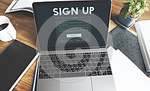 Sign Up Form Button Graphic Concept