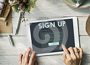 Sign Up Form Button Graphic Concept