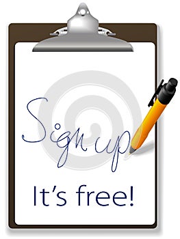 Sign up free clipboard pen website icon