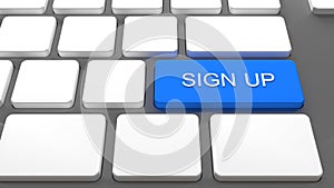 Sign up Keyboard button - internet Online log in concept Register to website new user