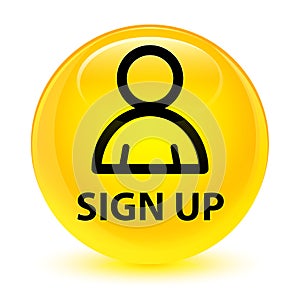 Sign up (member icon) glassy yellow round button
