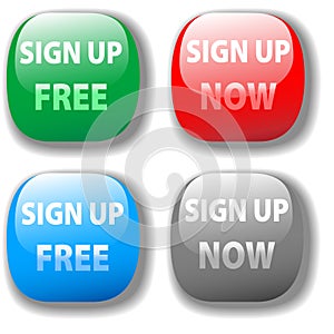 Sign up now free website icon button set