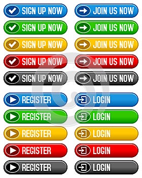 Sign Up Register Login Buttons