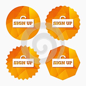 Sign up sign icon. Registration symbol.